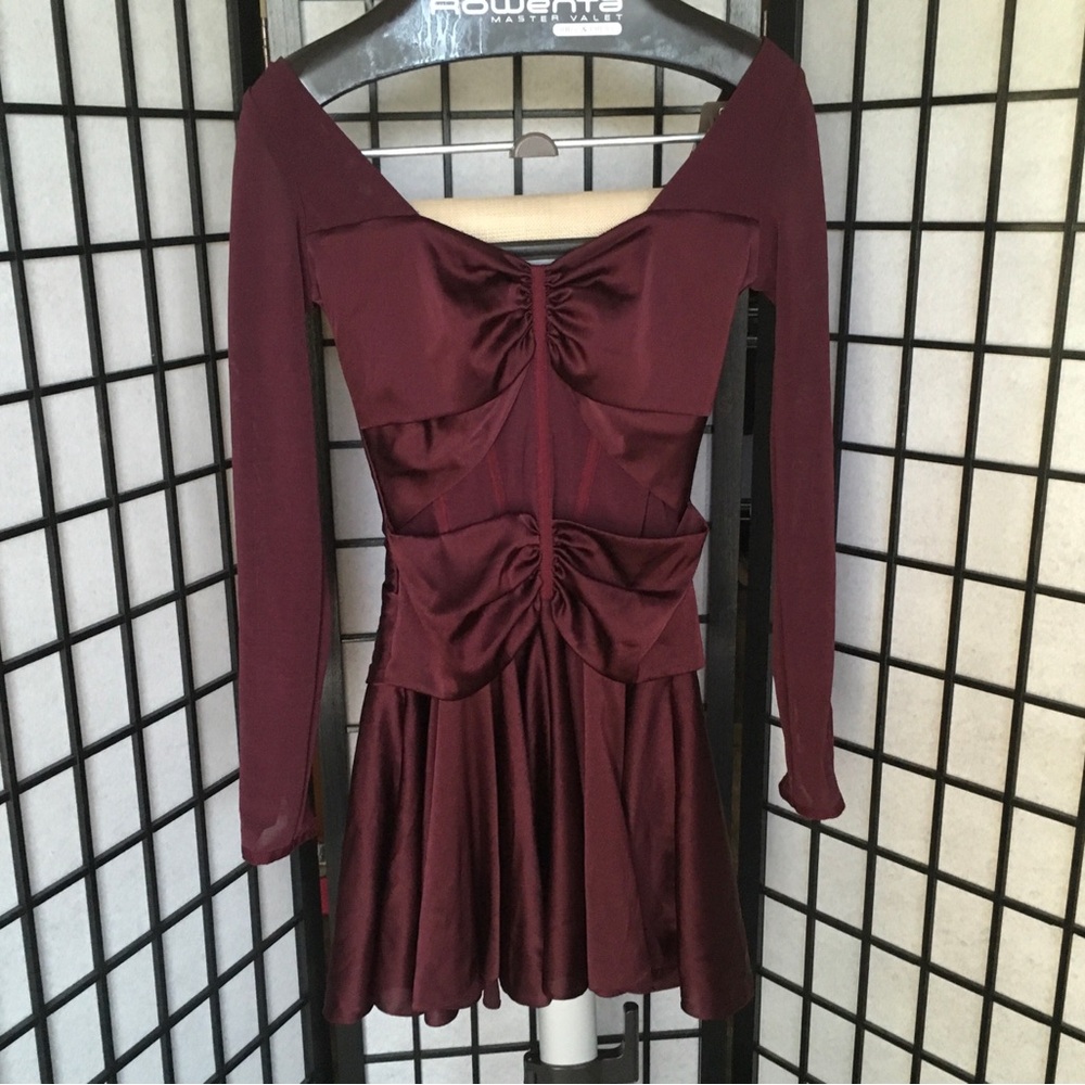 Jonathan Simkhai Burgundy Long-Sleeve Mini Dress